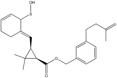 (1R,3S)-2,2-Dimethyl-3-[[(3E)-2,3,4,5-tetrahydro-2-oxothiophen]-3-ylidenemethyl]cyclopropane-1-carboxylic acid-3-(3-methyl-3-butenyl)benzyl ester Struktur