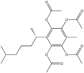 (+)-4-[(S)-1,5-Dimethylhexyl]-2,3,5,6-tetra(acetyloxy)toluene Struktur