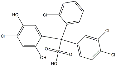 (2-Chlorophenyl)(3,4-dichlorophenyl)(4-chloro-2,5-dihydroxyphenyl)methanesulfonic acid Struktur