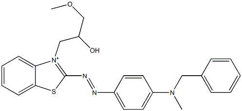 2-[4-(N-Methyl-N-benzylamino)phenylazo]-3-(3-methoxy-2-hydroxypropyl)benzothiazol-3-ium Struktur