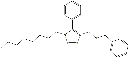 1-Octyl-2-phenyl-3-[(benzylthio)methyl]-1H-imidazol-3-ium Struktur