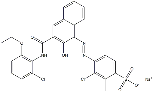 3-Chloro-2-methyl-4-[[3-[[(2-chloro-6-ethoxyphenyl)amino]carbonyl]-2-hydroxy-1-naphtyl]azo]benzenesulfonic acid sodium salt Struktur