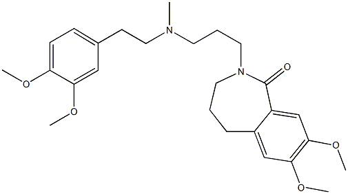 2,3,4,5-Tetrahydro-7,8-dimethoxy-2-[3-[N-methyl-2-(3,4-dimethoxyphenyl)ethylamino]propyl]-1H-2-benzazepin-1-one Struktur