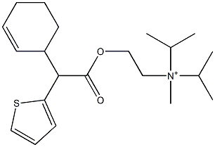 N-Isopropyl-N-methyl-N-[2-[(2-cyclohexenyl)(2-thienyl)acetoxy]ethyl]-2-propanaminium Struktur