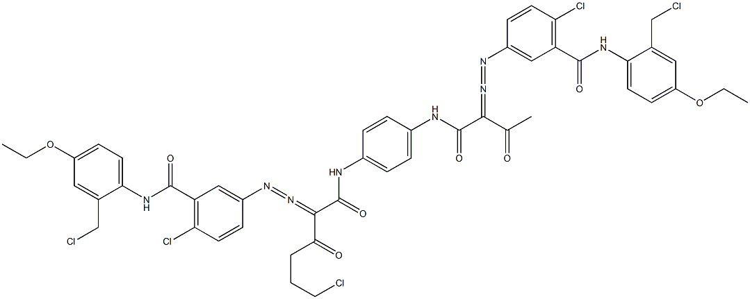 3,3'-[2-(2-Chloroethyl)-1,4-phenylenebis[iminocarbonyl(acetylmethylene)azo]]bis[N-[2-(chloromethyl)-4-ethoxyphenyl]-6-chlorobenzamide] Struktur