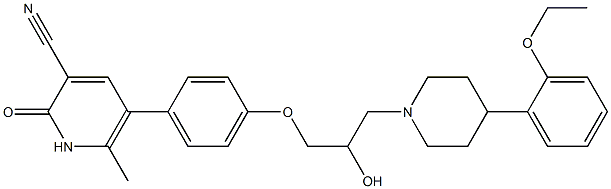 1,2-Dihydro-5-[4-[2-hydroxy-3-[4-(2-ethoxyphenyl)piperidino]propoxy]phenyl]-6-methyl-2-oxo-3-pyridinecarbonitrile Struktur