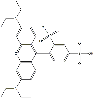 3,6-Bis(diethylamino)-9-(4-sulfo-2-sulfonatophenyl)xanthylium Struktur