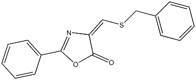 4-Benzylthiomethylene-2-phenyloxazol-5(4H)-one Struktur