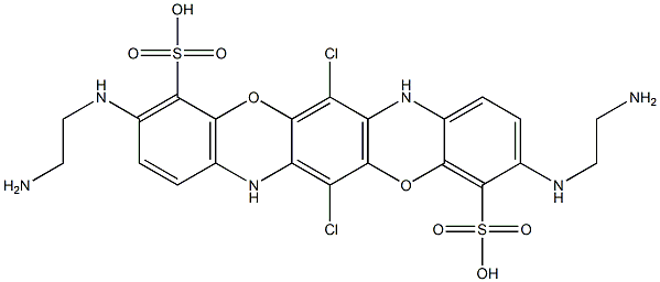 3,10-Bis[(2-aminoethyl)amino]-6,13-dichloro-5,12-dioxa-7,14-diazapentacene-4,11-disulfonic acid Struktur