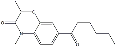 2,4-Dimethyl-7-hexanoyl-4H-1,4-benzoxazin-3(2H)-one Struktur