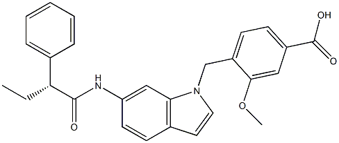 4-[6-[[(R)-2-Phenylbutyryl]amino]-1H-indol-1-ylmethyl]-3-methoxybenzoic acid Struktur