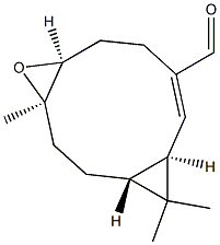 (1R,4R,6S,9E,11R)-4,12,12-Trimethyl-5-oxatricyclo[9.1.0.04,6]dodec-9-ene-9-carbaldehyde Struktur