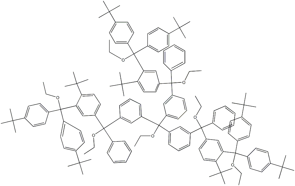 Tris[3-[3-[bis(4-tert-butylphenyl)ethoxymethyl]phenyl(4-tert-butylphenyl)ethoxymethyl]phenyl]ethoxymethane Struktur