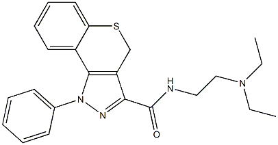 N-[2-(Diethylamino)ethyl]-1-phenyl-4H-[1]benzothiopyrano[4,3-c]pyrazole-3-carboxamide Struktur