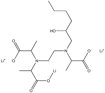 3-(2-Hydroxyhexyl)-6-(1-lithiooxycarbonylethyl)-2,7-dimethyl-3,6-diazaoctanedioic acid dilithium salt Struktur