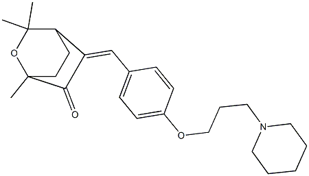 5-[4-[3-Piperidinopropoxy]benzylidene]-1,3,3-trimethyl-2-oxabicyclo[2.2.2]octan-6-one Struktur