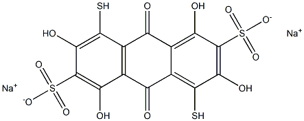 1,3,5,7-Tetrahydroxy-9,10-dihydro-4,8-dimercapto-9,10-dioxoanthracene-2,6-disulfonic acid disodium salt Struktur