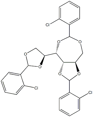 1-O,4-O:2-O,3-O:5-O,6-O-Tris(2-chlorobenzylidene)-L-glucitol Struktur