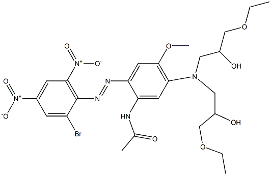 N-[2-(2-Bromo-4,6-dinitrophenylazo)-5-[N,N-bis(3-ethoxy-2-hydroxypropyl)amino]-4-methoxyphenyl]acetamide Struktur