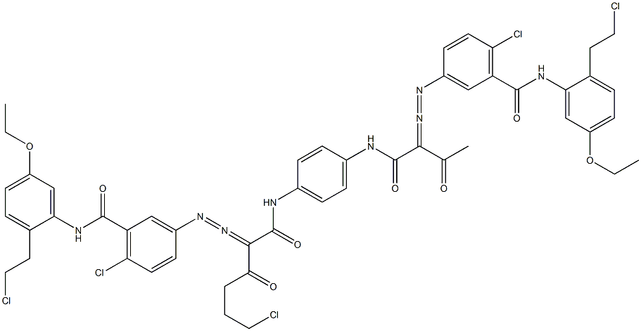 3,3'-[2-(2-Chloroethyl)-1,4-phenylenebis[iminocarbonyl(acetylmethylene)azo]]bis[N-[2-(2-chloroethyl)-5-ethoxyphenyl]-6-chlorobenzamide] Struktur