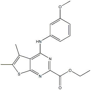 5,6-Dimethyl-4-(3-methoxyphenylamino)thieno[2,3-d]pyrimidine-2-carboxylic acid ethyl ester Struktur