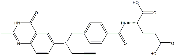 (S)-2-[4-[[N-[(3,4-Dihydro-2-methyl-4-oxoquinazolin)-6-yl]-N-(2-propynyl)amino]methyl]benzoylamino]glutaric acid Struktur