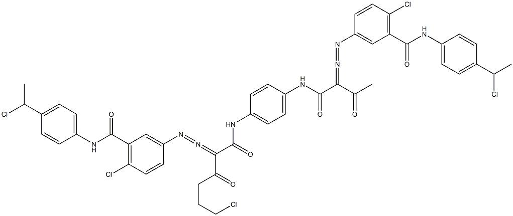 3,3'-[2-(2-Chloroethyl)-1,4-phenylenebis[iminocarbonyl(acetylmethylene)azo]]bis[N-[4-(1-chloroethyl)phenyl]-6-chlorobenzamide] Struktur