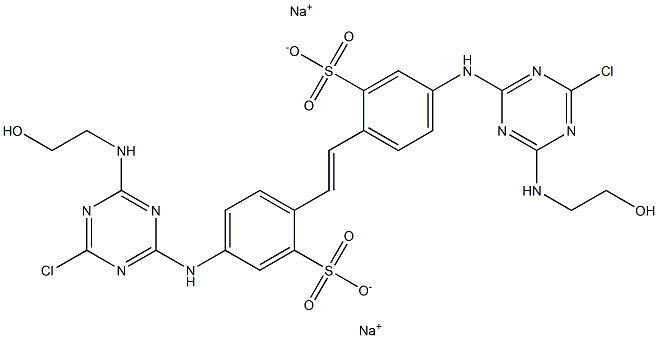 4,4'-Bis[4-chloro-6-(2-hydroxyethylamino)-1,3,5-triazin-2-ylamino]-2,2'-stilbenedisulfonic acid disodium salt Struktur