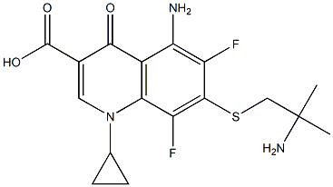 7-(2-Amino-2-methylpropyl)thio-1-cyclopropyl-5-amino-6,8-difluoro-1,4-dihydro-4-oxoquinoline-3-carboxylic acid Struktur