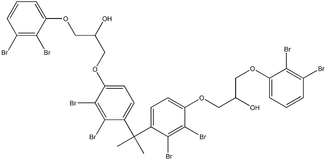 2,2-Bis[2,3-dibromo-4-[2-hydroxy-3-(2,3-dibromophenoxy)propyloxy]phenyl]propane Struktur