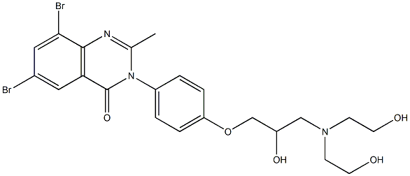 6,8-Dibromo-3-[4-[2-hydroxy-3-[bis(2-hydroxyethyl)amino]propoxy]phenyl]-2-methylquinazolin-4(3H)-one Struktur