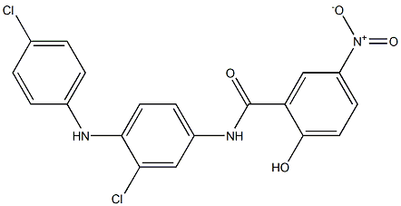 2-Hydroxy-5-nitro-N-[3-chloro-4-(4-chlorophenylamino)phenyl]benzamide Struktur