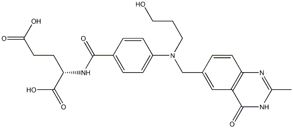 (2S)-2-[4-[N-[(3,4-Dihydro-2-methyl-4-oxoquinazolin)-6-ylmethyl]-N-(3-hydroxypropyl)amino]benzoylamino]glutaric acid Struktur