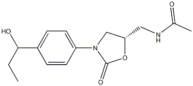 (5S)-5-Acetylaminomethyl-3-[4-(1-hydroxypropyl)phenyl]oxazolidin-2-one Struktur