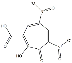 1-Hydroxy-4,6-dinitro-7-oxo-1,3,5-cycloheptatriene-2-carboxylic acid Struktur