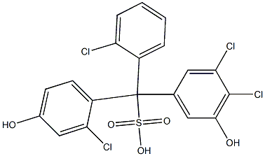 (2-Chlorophenyl)(2-chloro-4-hydroxyphenyl)(3,4-dichloro-5-hydroxyphenyl)methanesulfonic acid Struktur