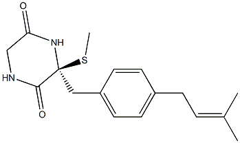 (2S)-2-Methylthio-2-[4-(3-methyl-2-butenyl)benzyl]piperazine-3,6-dione Struktur