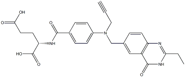 (2S)-2-[4-[N-[(3,4-Dihydro-2-ethyl-4-oxoquinazolin)-6-ylmethyl]-N-(2-propynyl)amino]benzoylamino]glutaric acid Struktur