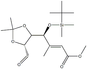 (2E,4S)-4-[[(4S,5R)-5-Formyl-2,2-dimethyldihydro-1,3-dioxol]-4-yl]-4-(tert-butyldimethylsiloxy)-3-methyl-2-butenoic acid methyl ester Struktur