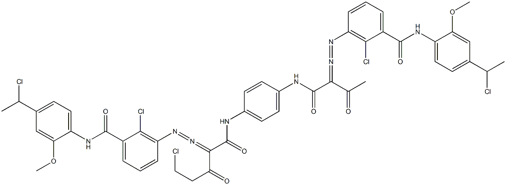 3,3'-[2-(Chloromethyl)-1,4-phenylenebis[iminocarbonyl(acetylmethylene)azo]]bis[N-[4-(1-chloroethyl)-2-methoxyphenyl]-2-chlorobenzamide] Struktur