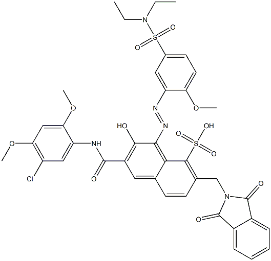 3-[(5-Chloro-2,4-dimethoxyphenyl)aminocarbonyl]-1-[5-[(diethylamino)sulfonyl]-2-methoxyphenylazo]-2-hydroxy-7-(phthalimidylmethyl)naphthalene-8-sulfonic acid Struktur