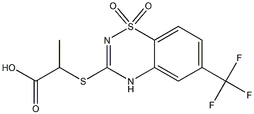 6-Trifluoromethyl-3-[(1-carboxyethyl)thio]-4H-1,2,4-benzothiadiazine 1,1-dioxide Struktur