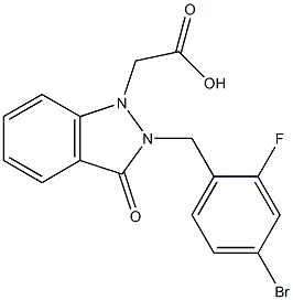 2-(4-Bromo-2-fluorobenzyl)-2,3-dihydro-3-oxo-1H-indazole-1-acetic acid Struktur