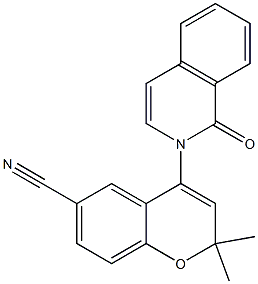 2,2-Dimethyl-4-[(1-oxo-1,2-dihydroisoquinolin)-2-yl]-2H-1-benzopyran-6-carbonitrile Struktur