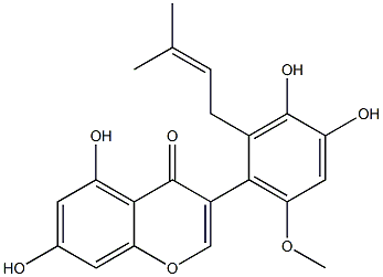 3-[3,4-Dihydroxy-6-methoxy-2-(3-methyl-2-butenyl)phenyl]-5,7-dihydroxy-4H-1-benzopyran-4-one Struktur