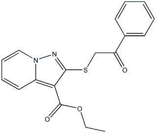 2-[[(Phenylcarbonyl)methyl]thio]pyrazolo[1,5-a]pyridine-3-carboxylic acid ethyl ester Struktur