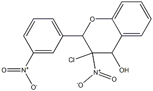 3-Chloro-3,4-dihydro-4-hydroxy-3-nitro-2-(3-nitrophenyl)-2H-1-benzopyran Struktur