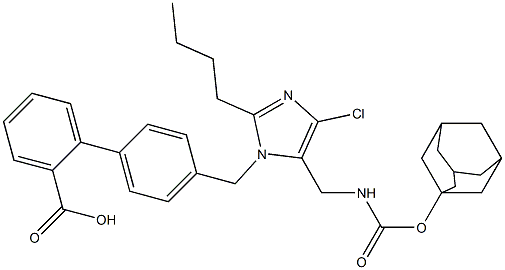 4'-[[2-Butyl-4-chloro-5-[(adamantan-1-yl)oxycarbonylaminomethyl]-1H-imidazol-1-yl]methyl]-1,1'-biphenyl-2-carboxylic acid Struktur