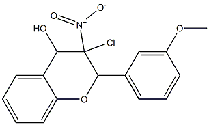 3-Chloro-3,4-dihydro-4-hydroxy-3-nitro-2-(3-methoxyphenyl)-2H-1-benzopyran Struktur