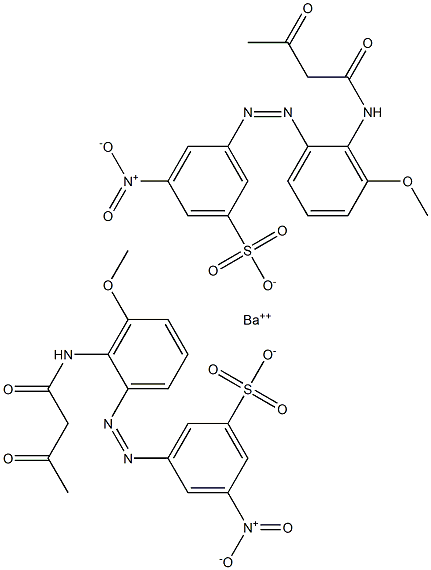 Bis[3-[2-(1,3-dioxobutylamino)-3-methoxyphenylazo]-5-nitrobenzenesulfonic acid]barium salt Struktur